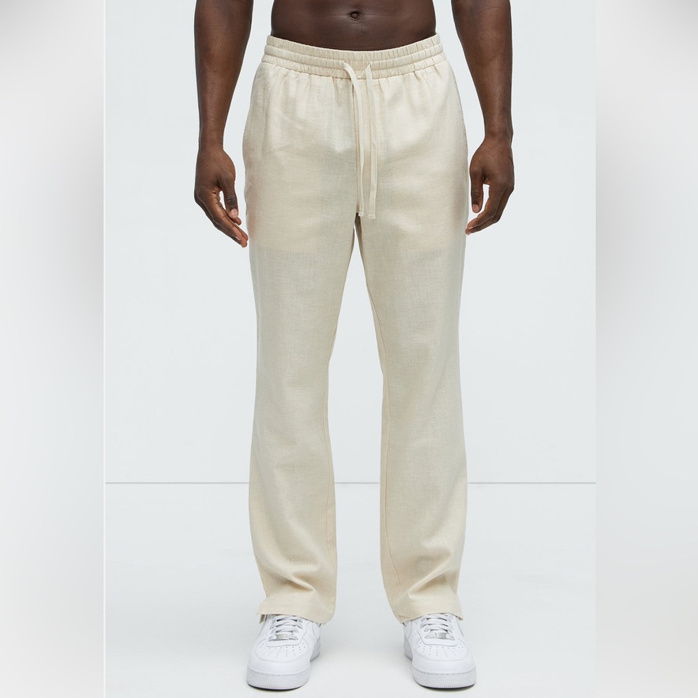 Fashion Nova Slim Linen Khaki Pants